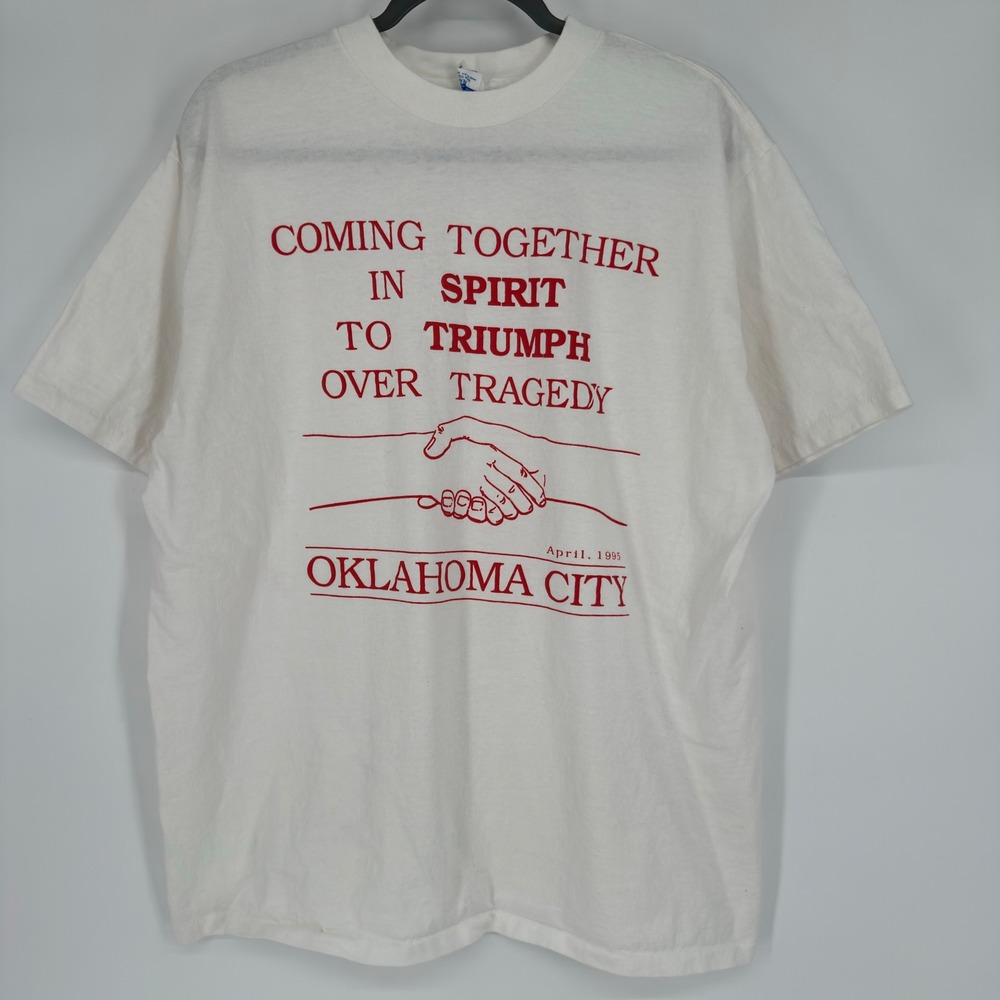 Vintage 90s Oklahoma City Triumph Over Tragedy T-Shirt White XL Single Stitch